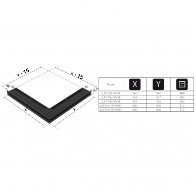 Grotelės Luft SF 54,7x76,6x9