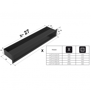 Grotelės Luft Shlif SF 100x9