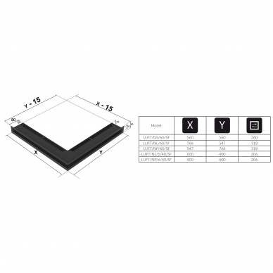 Grotelės Luft Shlif SF 54,7x76,6x6